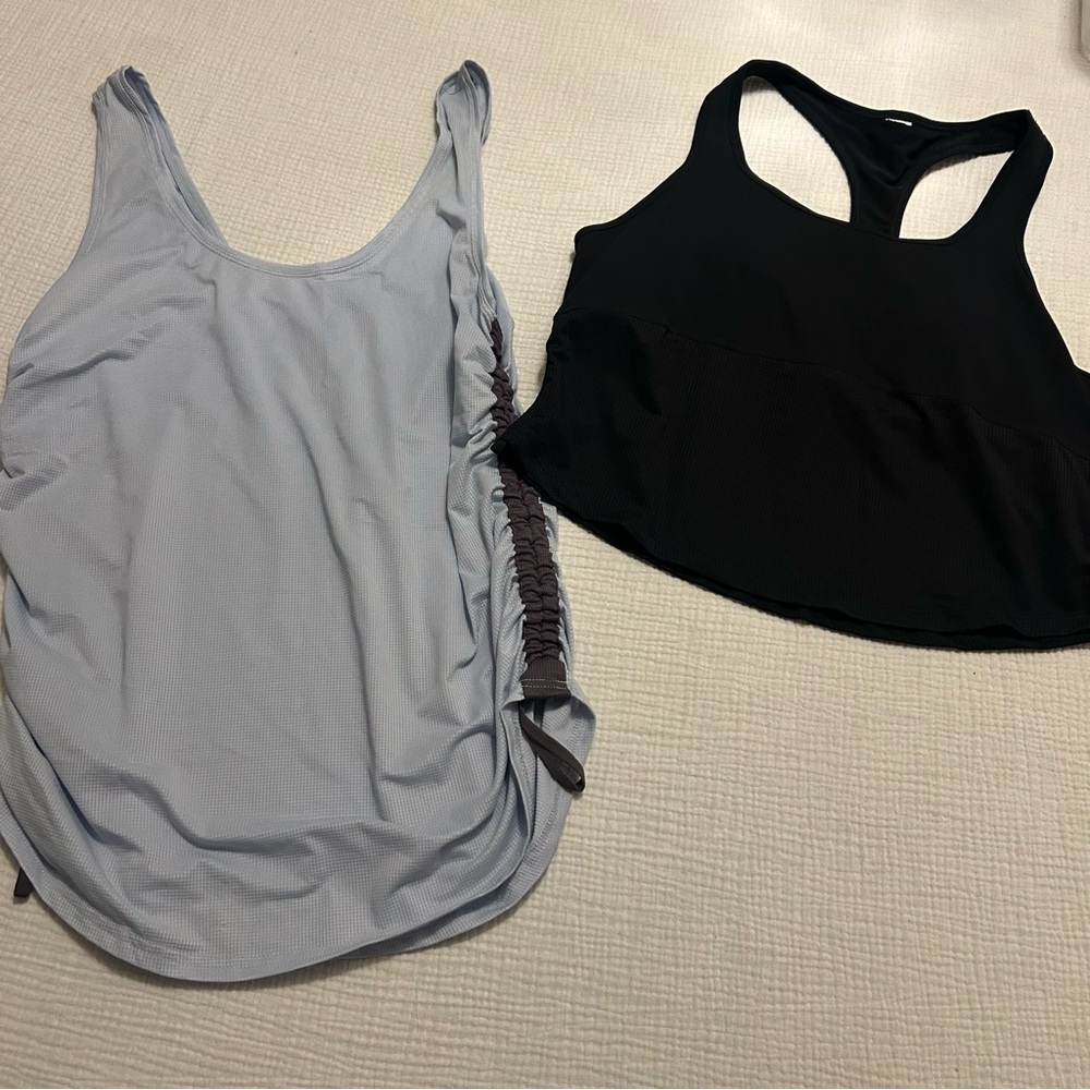 Fabletics Cinched Side Athletic Tank & Crop Top Sz L Large
